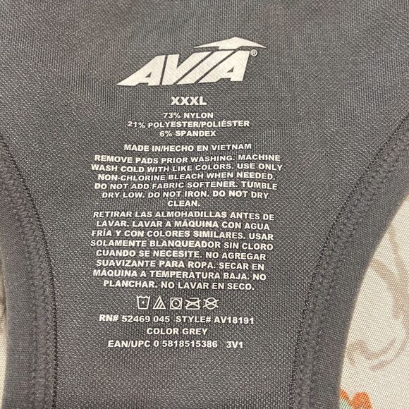 Avia Heather Racerback Seamless Zip Front Moderate Support Sports Bra Grey 3XL - Picture 6 of 6